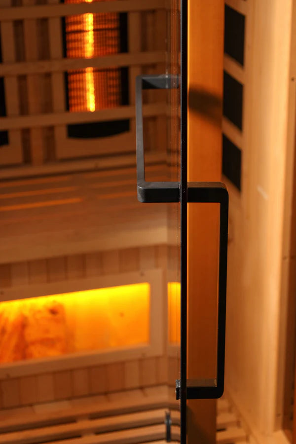 Glass Door handle close up view from its side