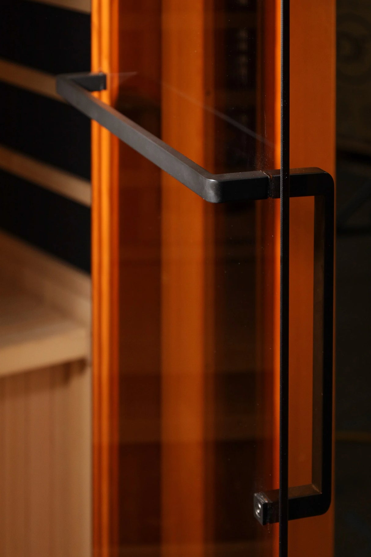 Glass Door handle close up