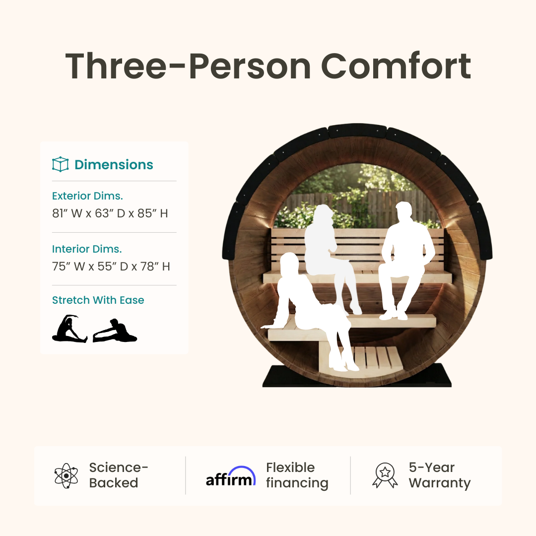 Nordic II Traditional Outdoor Barrel Sauna - 3 Person