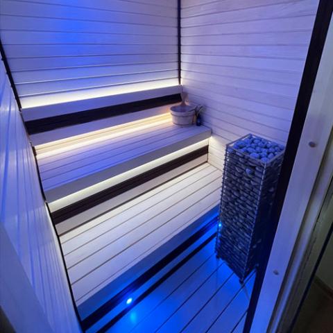 Heater staged in a home sauna