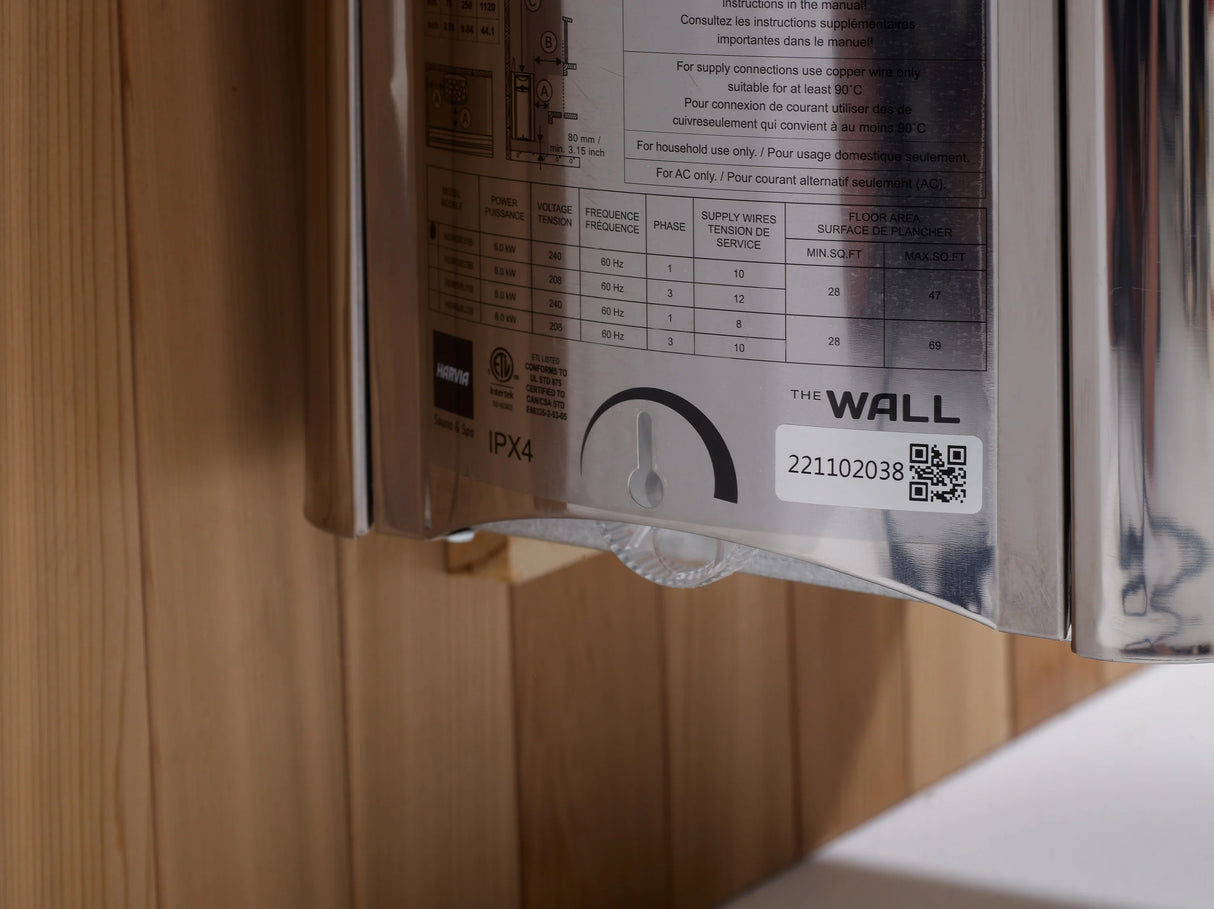 Sauna bucket and ladle set inside Fierce traditional indoor sauna for steam and humidity