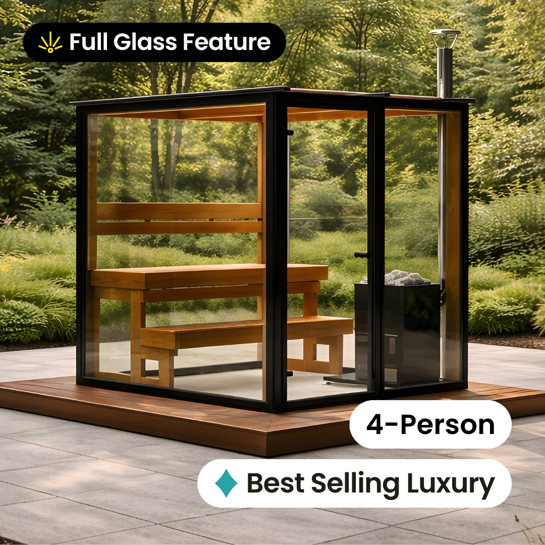 Panorama Glass Traditional Outdoor Luxury Sauna - 4 Person