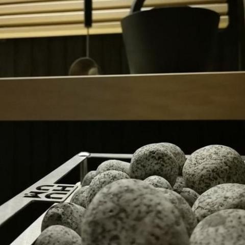 Close-up of sauna stones