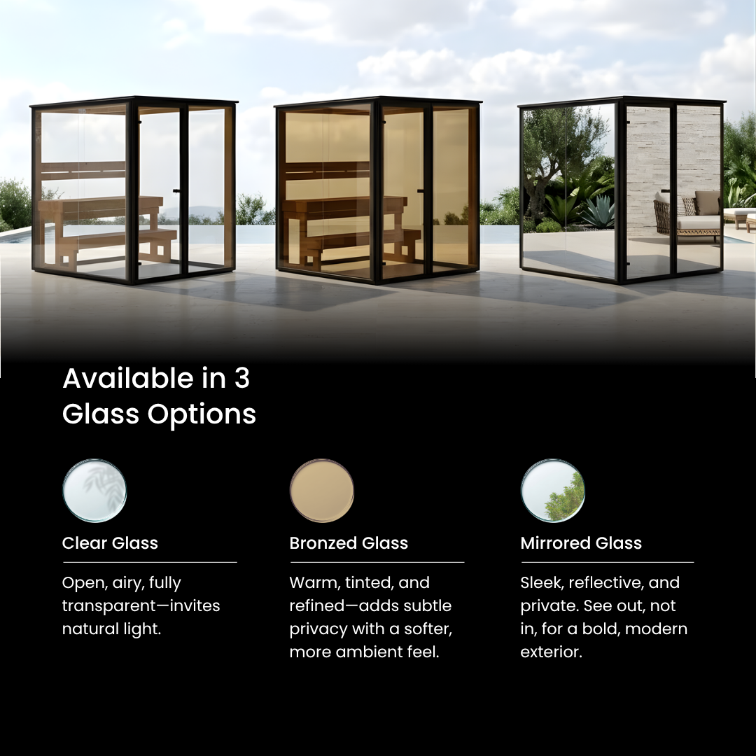 Panorama Glass Traditional Outdoor Luxury Sauna - 4 Person