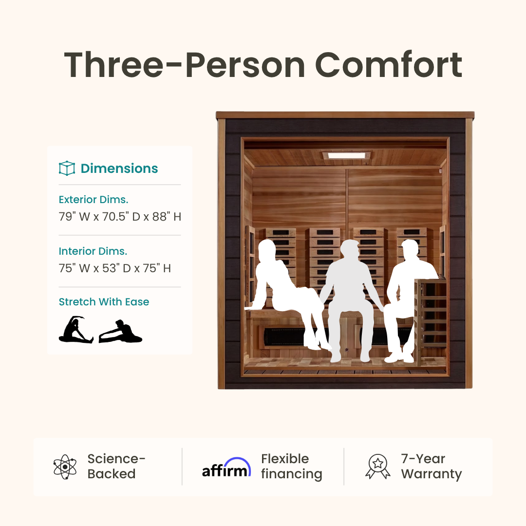 Renew King Hybrid Outdoor Sauna - 3 Person
