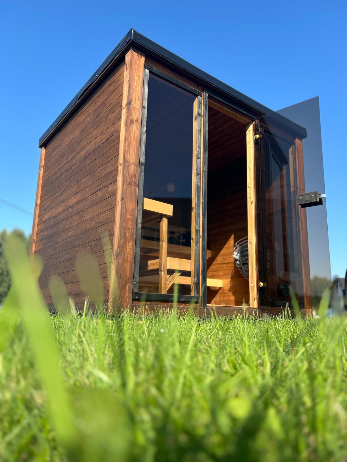 Monarch King Traditional Outdoor Sauna Front view looked from below