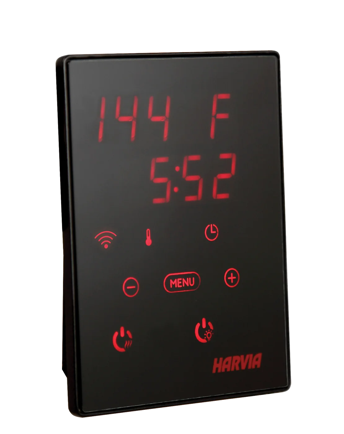 Control panel display with temperature and timer settings