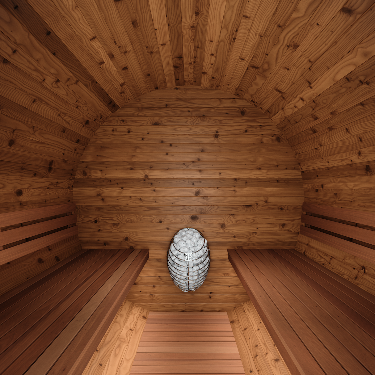 Front interior view of the Horizon sauna