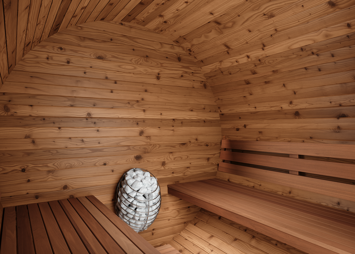 Side interior view of the Horizon sauna