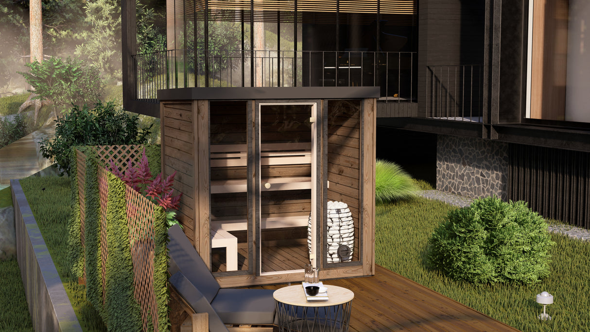 Monarch King Traditional Outdoor Sauna Installed on Exterior