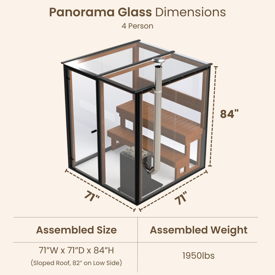 Panorama Glass Traditional Outdoor Luxury Sauna - 4 Person