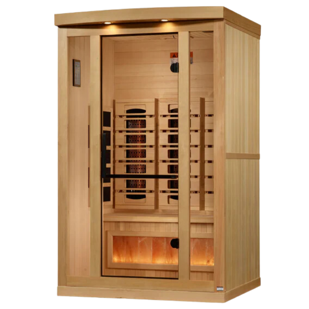 Side view of the Full wood Exterior of Respite Sauna