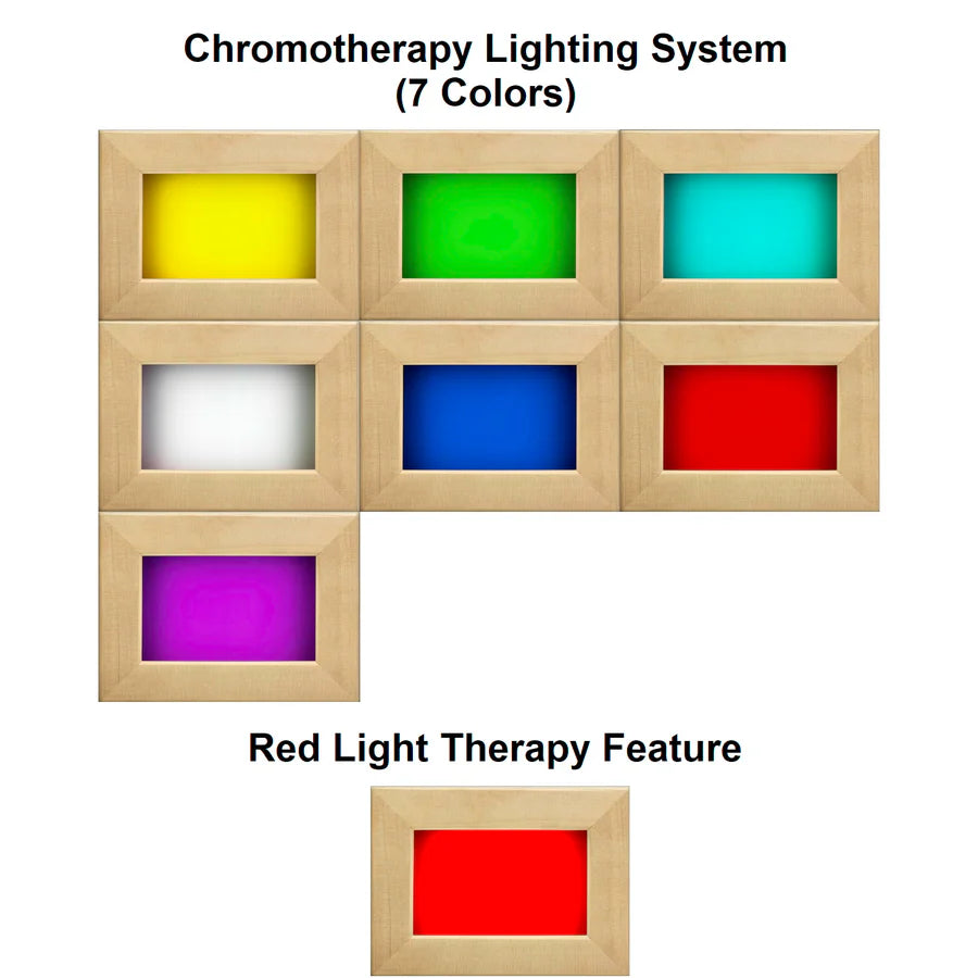 Chromotherapy lighting system with colored lights and red light therapy