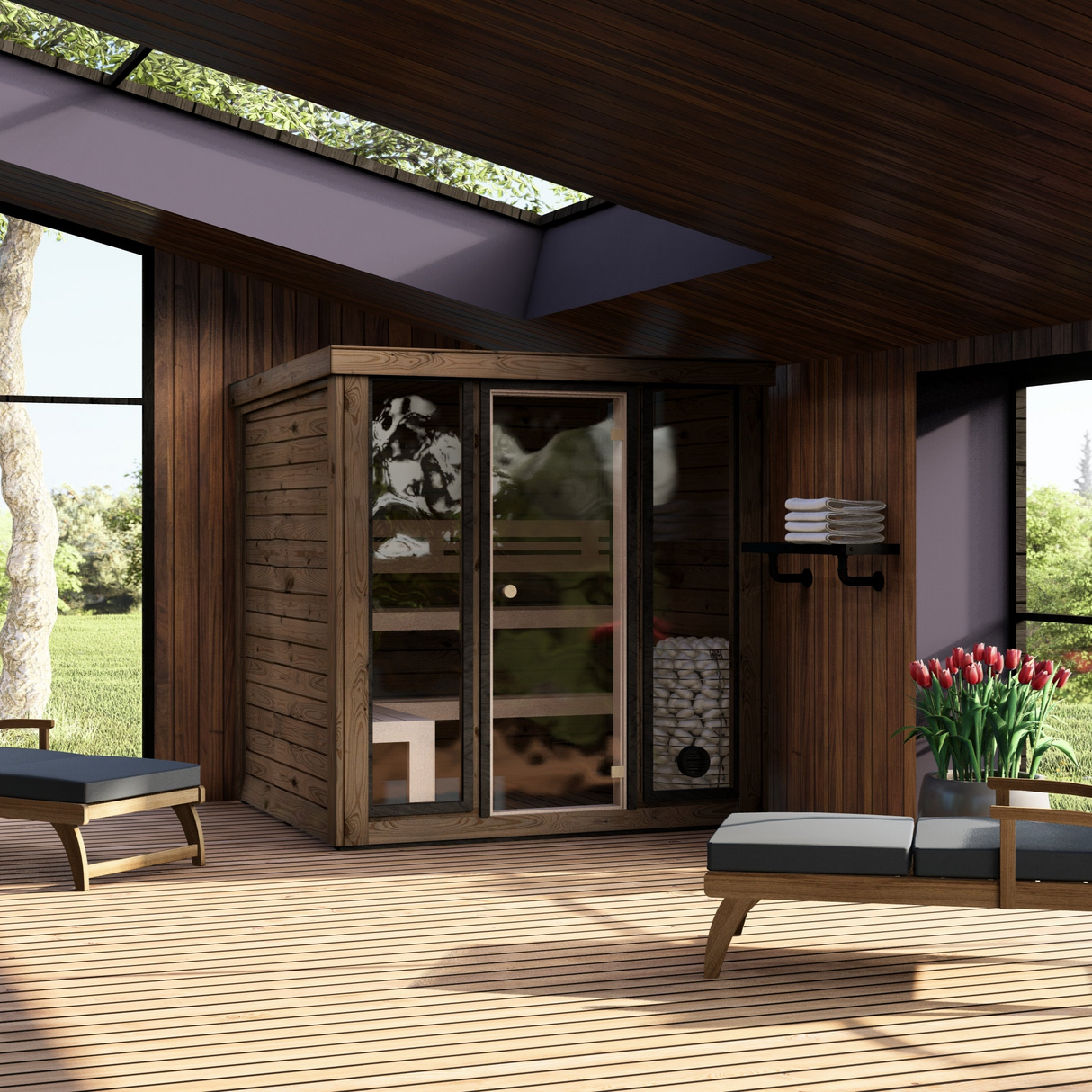 Monarch King Traditional Outdoor Sauna indoors