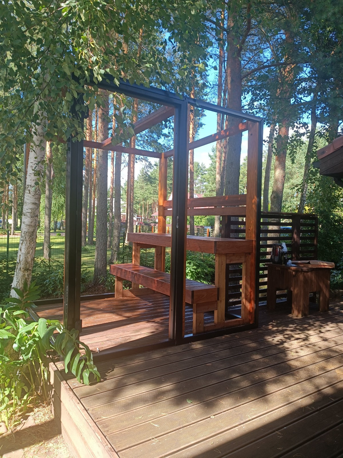 Panorama Glass Traditional Outdoor Luxury Sauna - 4 Person