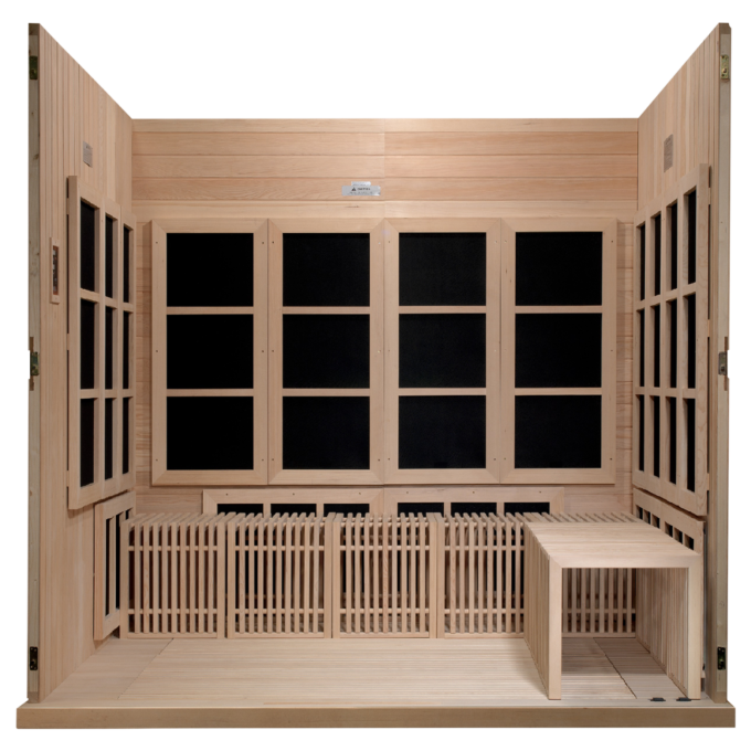 Full wood Interior of Majestic Sauna with seats