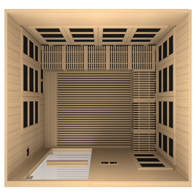 Top view of the interior of the Majestic Sauna with seats