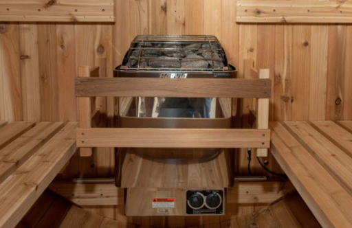 Harvia KIP heater guard shown as a fence around the unit