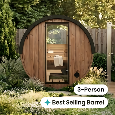 Nordic II Traditional Outdoor Barrel Sauna - 3 Person