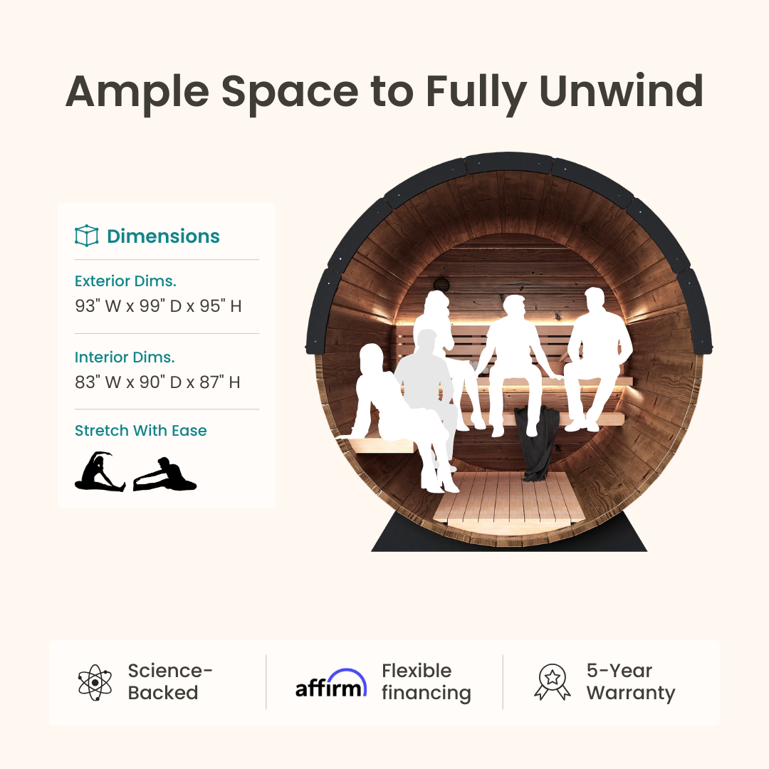 Grand Nordic Traditional Outdoor Barrel Sauna - 6 Person