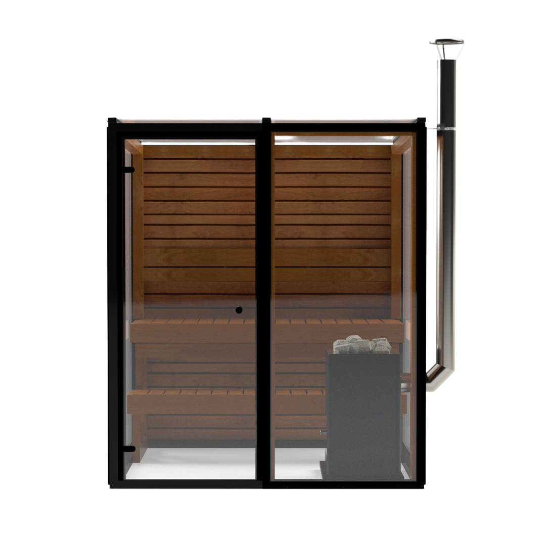 Custom Panorama 4-Person Outdoor Glass Sauna