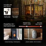 Deluxe Panorama Glass Traditional Outdoor Luxury Sauna - 6 Person