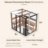 Deluxe Panorama Glass Traditional Outdoor Luxury Sauna - 6 Person