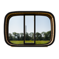 Panoramic mirror glass door with premium handle detail