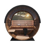 Nordic King Front Glass Traditional Outdoor Barrel Sauna - 4 Person