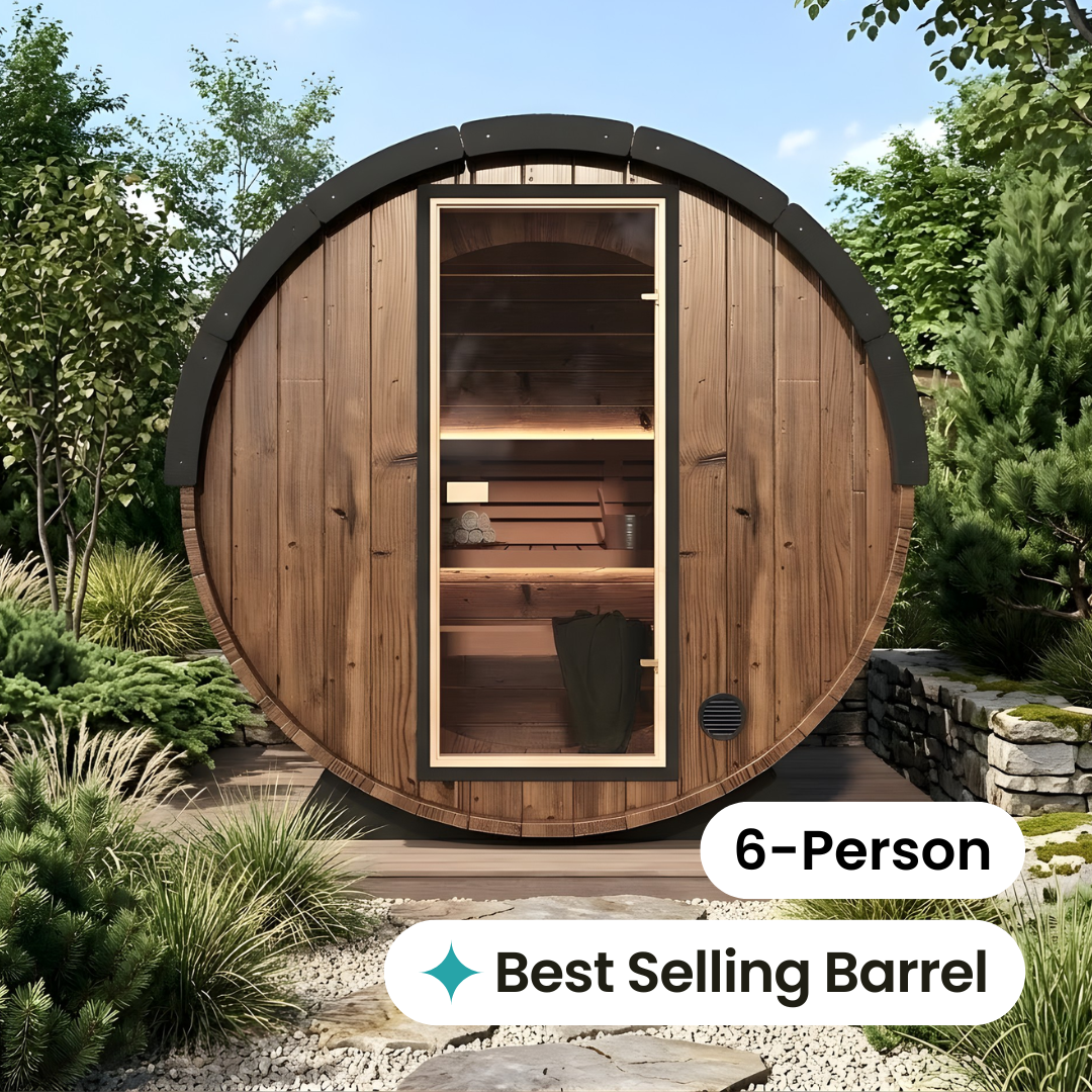 Grand Nordic Traditional Outdoor Barrel Sauna - 6 Person