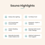 Ally King Traditional Indoor Sauna - 3 Person - Highlights