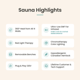 Glory Far Infrared Indoor Sauna - 2 Person - Highlights