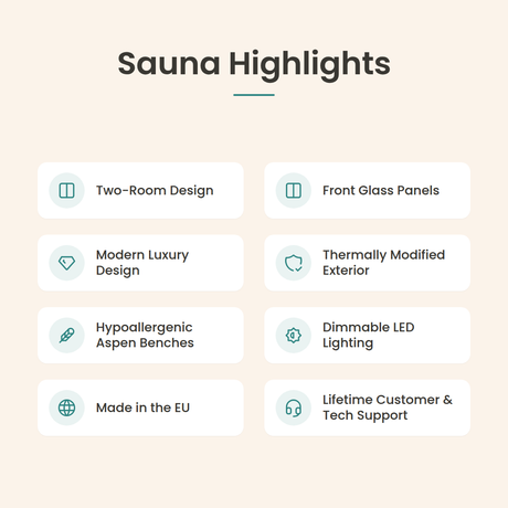 Santorini Double Traditional Outdoor Luxury Sauna - 5 Person - Highlights