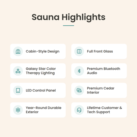 Solara Traditional Outdoor Sauna - 6 Person - Highlights
